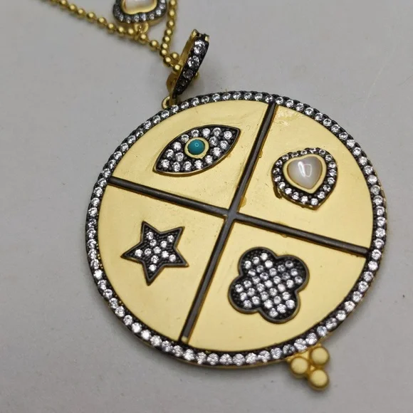 Freida rothman celestial medallion necklace charm pendant enhancer chain 925